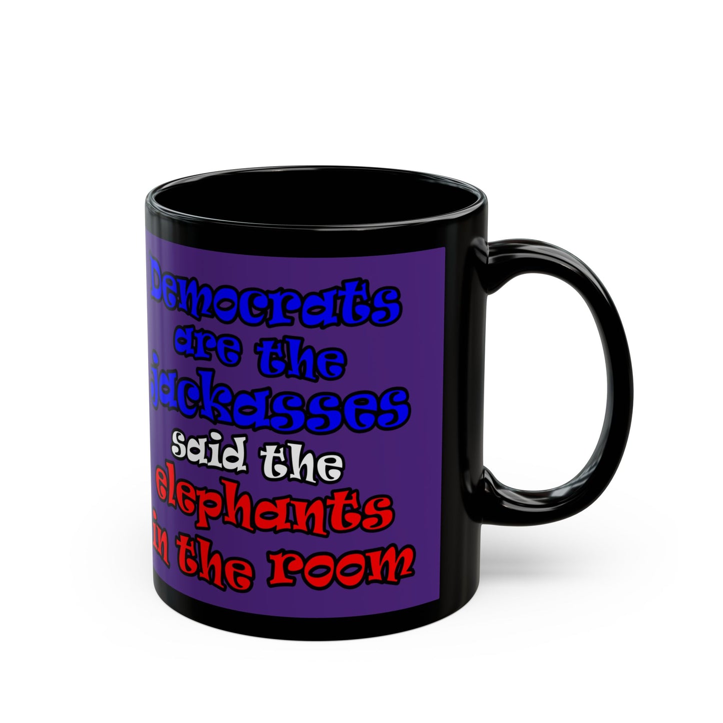 donkeys and elephants - Black Mug (purple)