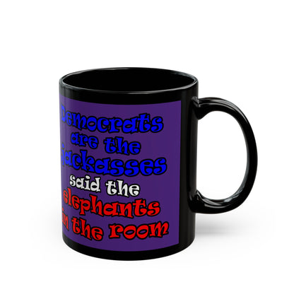 donkeys and elephants - Black Mug (purple)