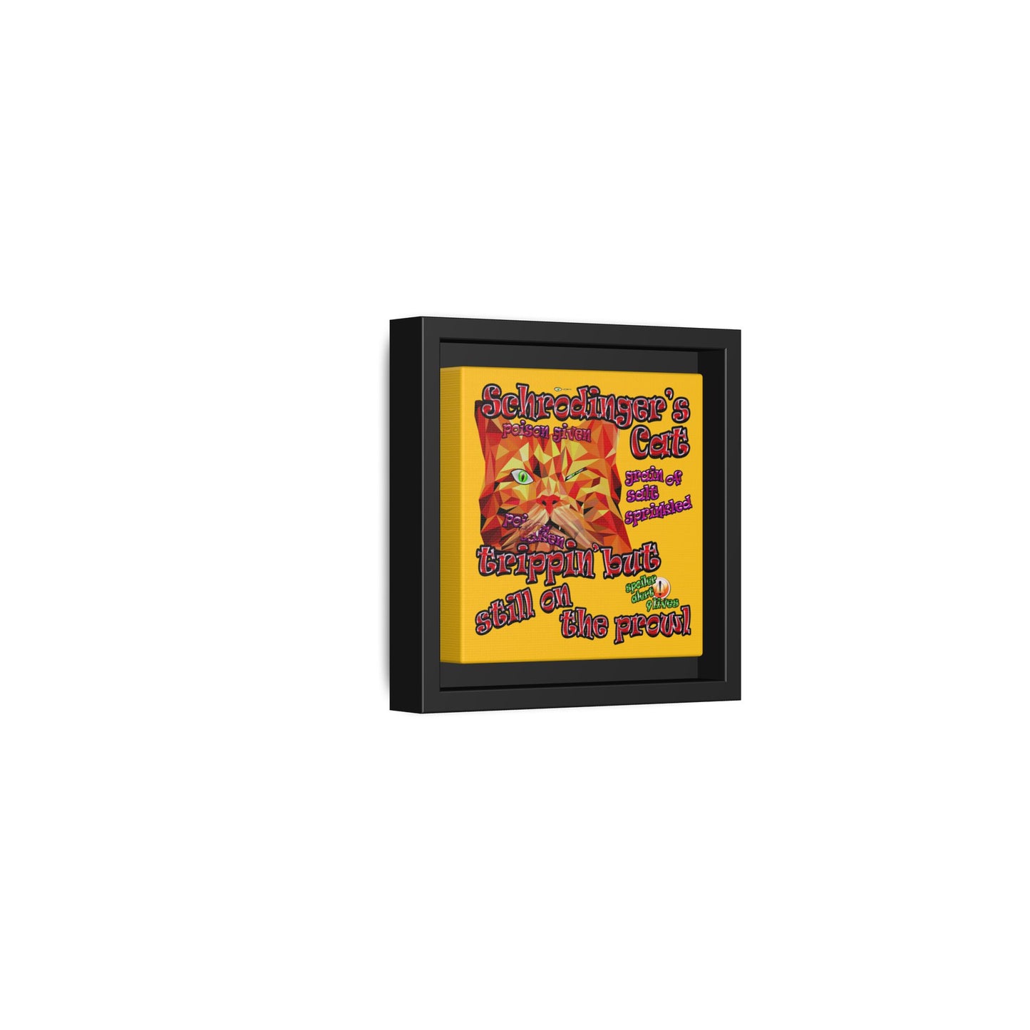 schrodinger's cat - framed canvas art (yellow)