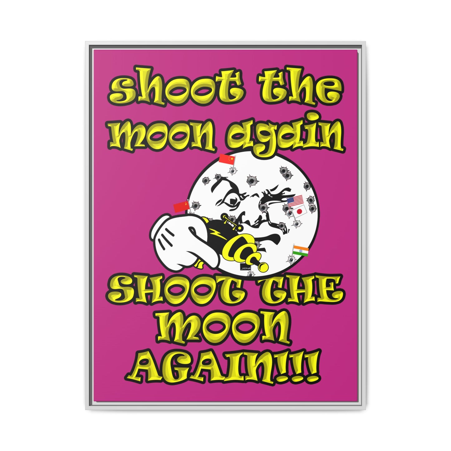 shoot the moon again - framed canvas art (pink)
