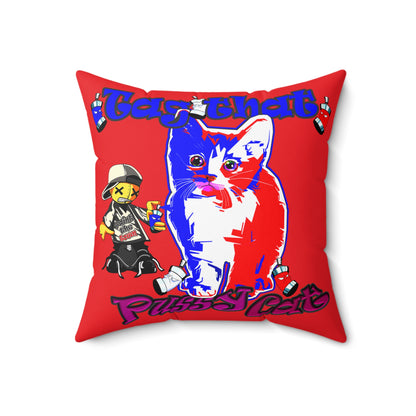 tag that - Spun Polyester Square Pillow - (red)