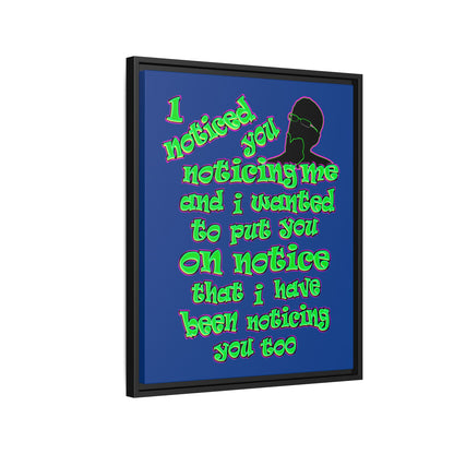 noticed you noticing - framed canvas art (dark blue)