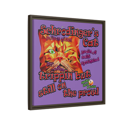 schrodinger's cat - framed canvas art (light purple)