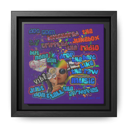 drop the beat - framed canvas art (purple)