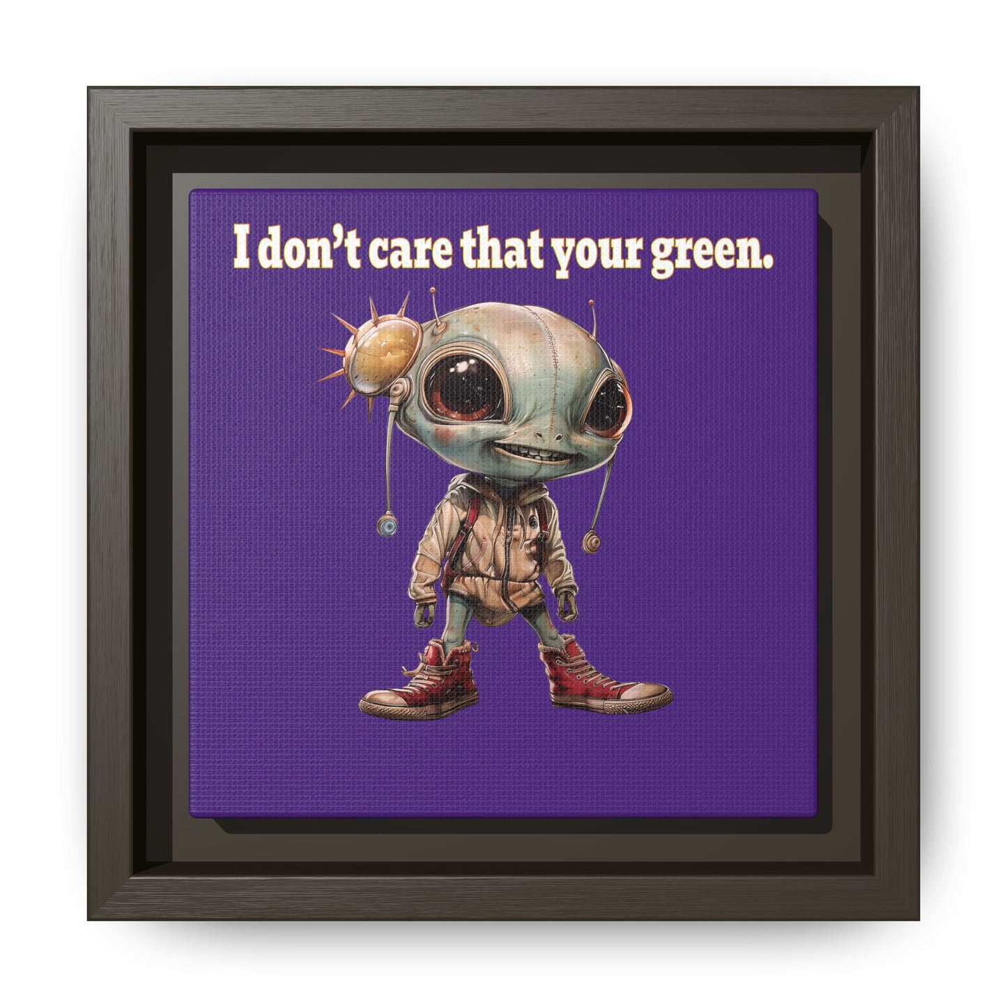I don't care that your green - framed canvas art (purple)