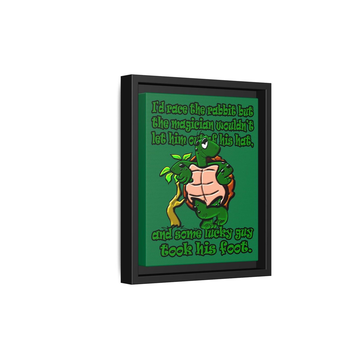 turtle race - framed canvas art (dark green)