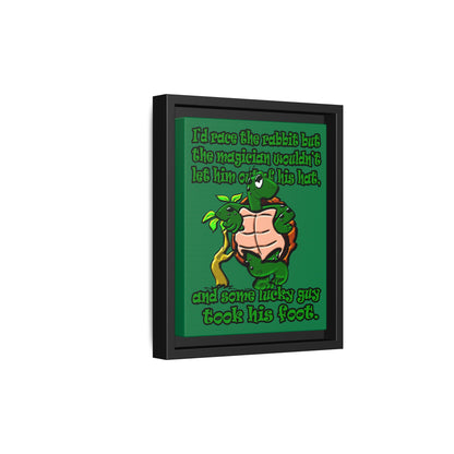 turtle race - framed canvas art (dark green)