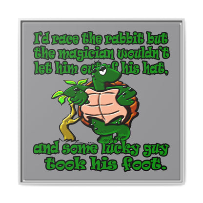 turtle race - framed canvas art (grey)
