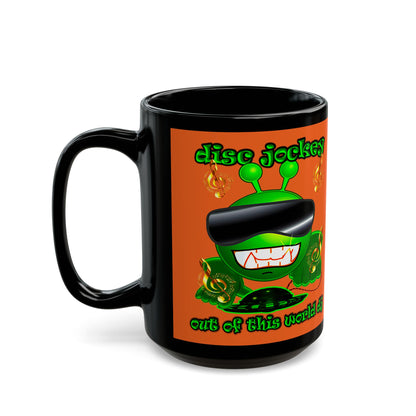 disc jockey - Black Mug (orange)