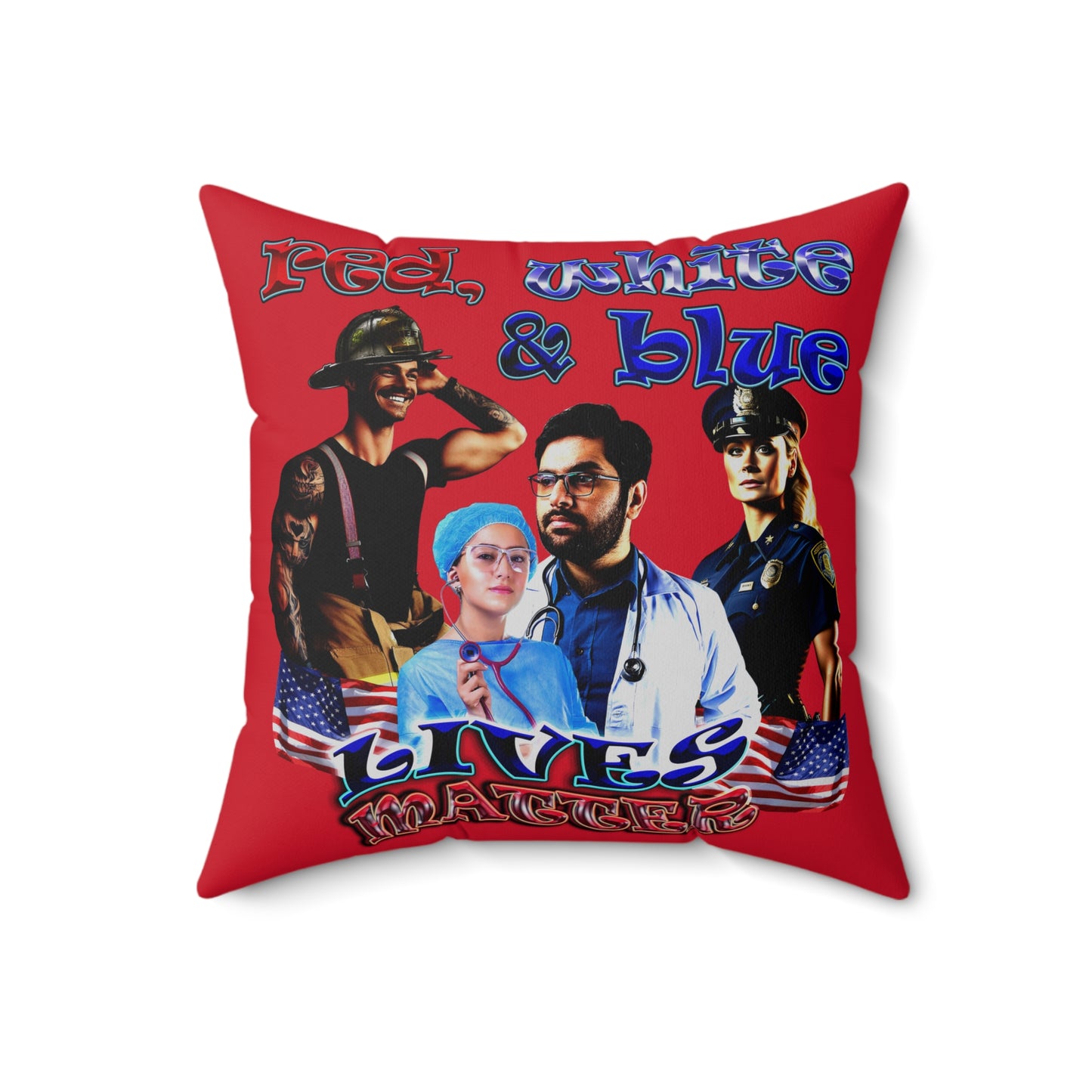 rw&b lives matter - Spun Polyester Square Pillow - (dark red)