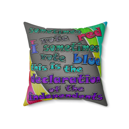 declaration of the independents - Faux Suede Square Pillow - (rainbow split)