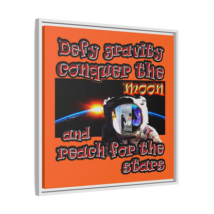defy conquer reach - framed canvas art (orange)