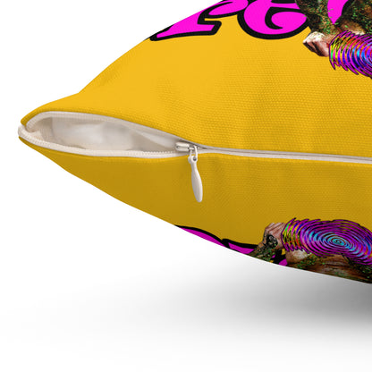 hoes b4 bros - Spun Polyester Square Pillow - (yellow)
