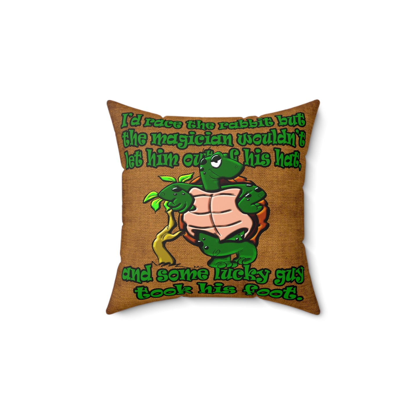 turtle race - Spun Polyester Square Pillow - (dichromatic brown papyrus)