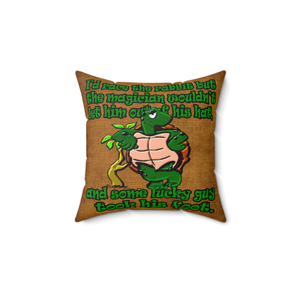turtle race - Spun Polyester Square Pillow - (dichromatic brown papyrus)