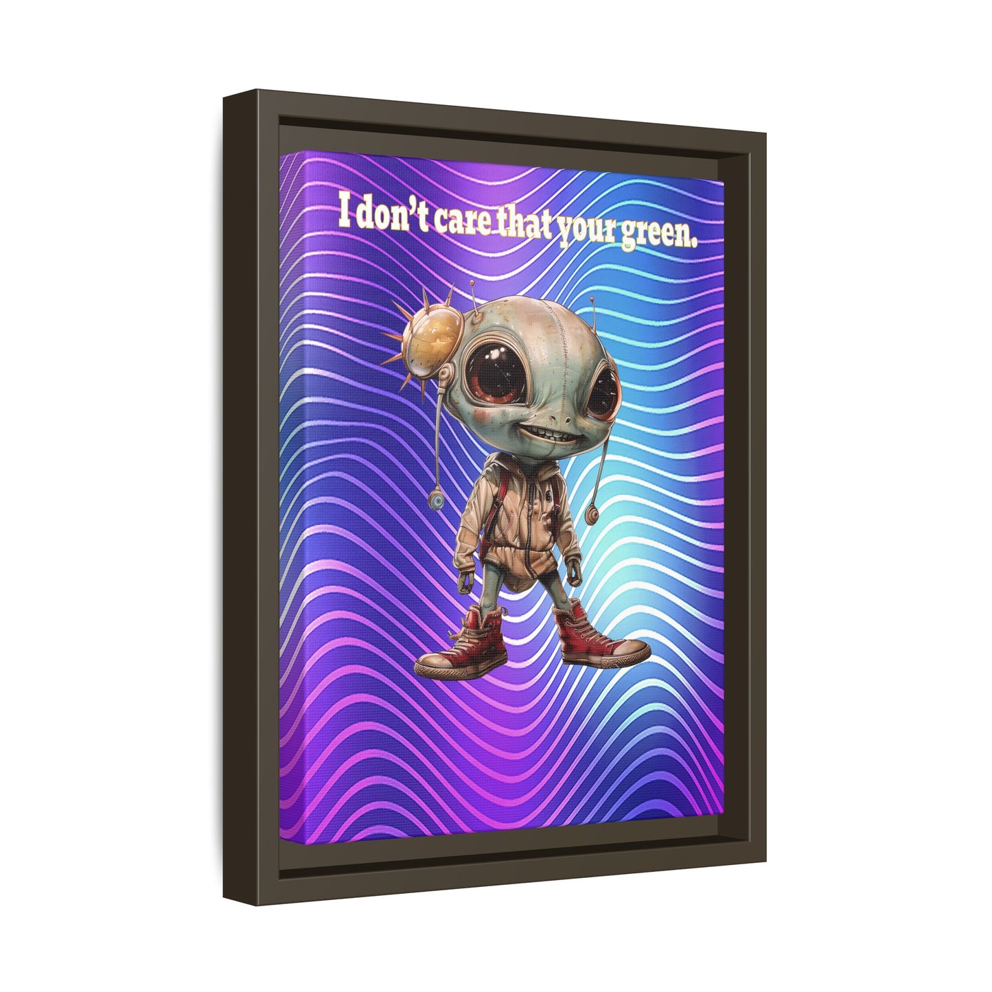 I don't care that your green - framed canvas art (purple wave)