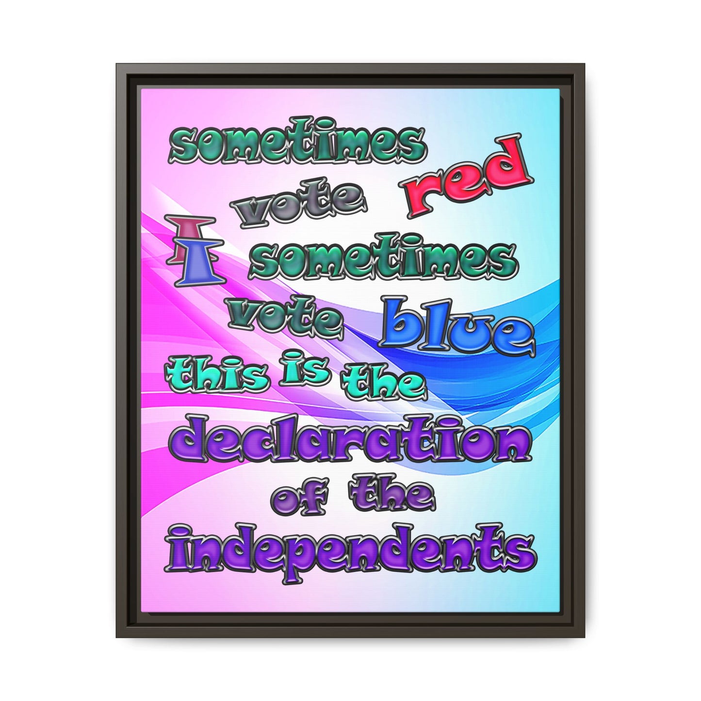 declaration of the independents - framed canvas art (light blue-pink wave)