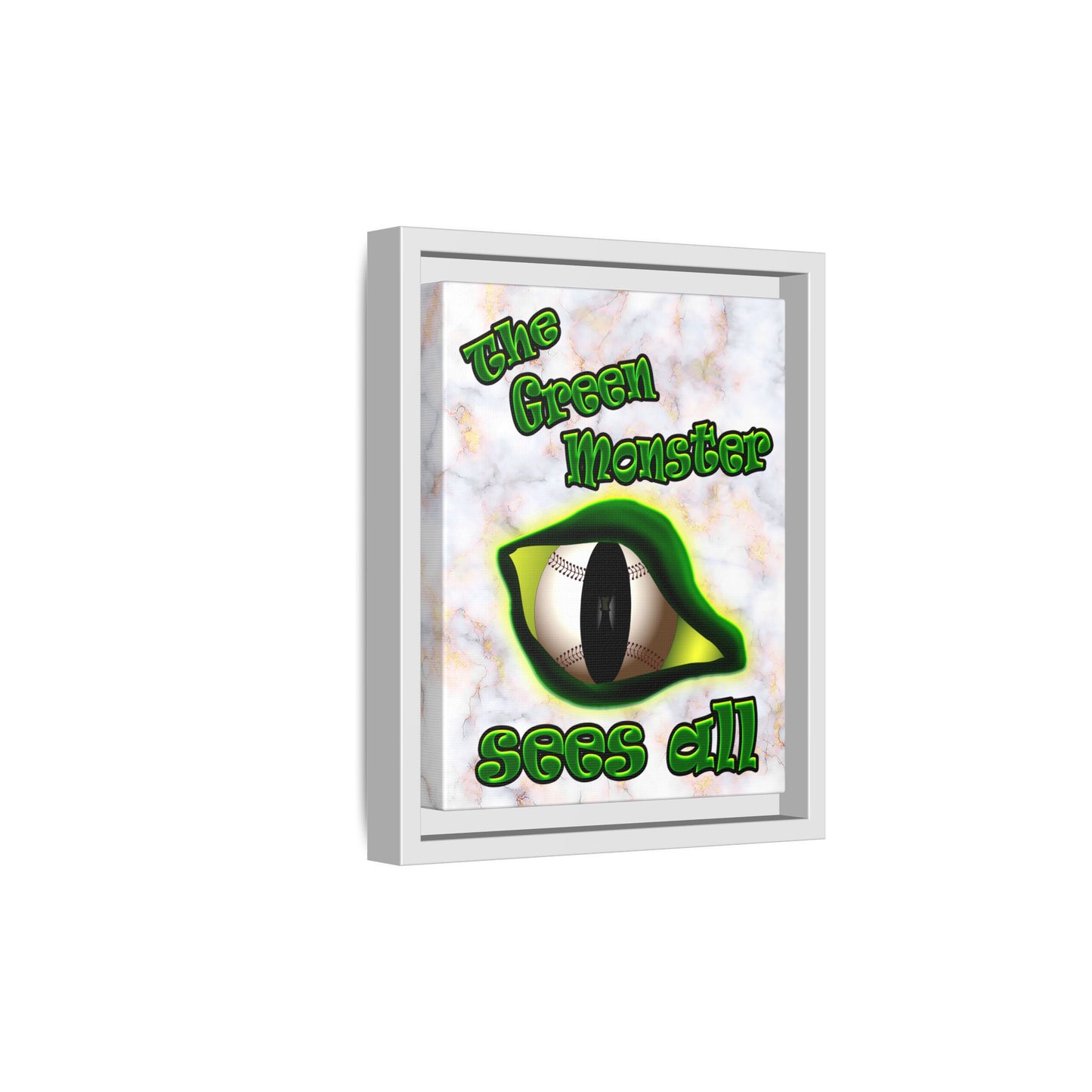 green monster - framed canvas art (white marble)