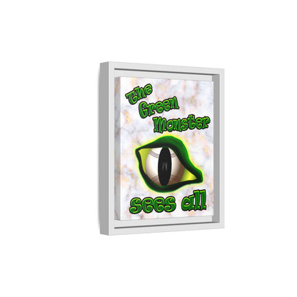 green monster - framed canvas art (white marble)