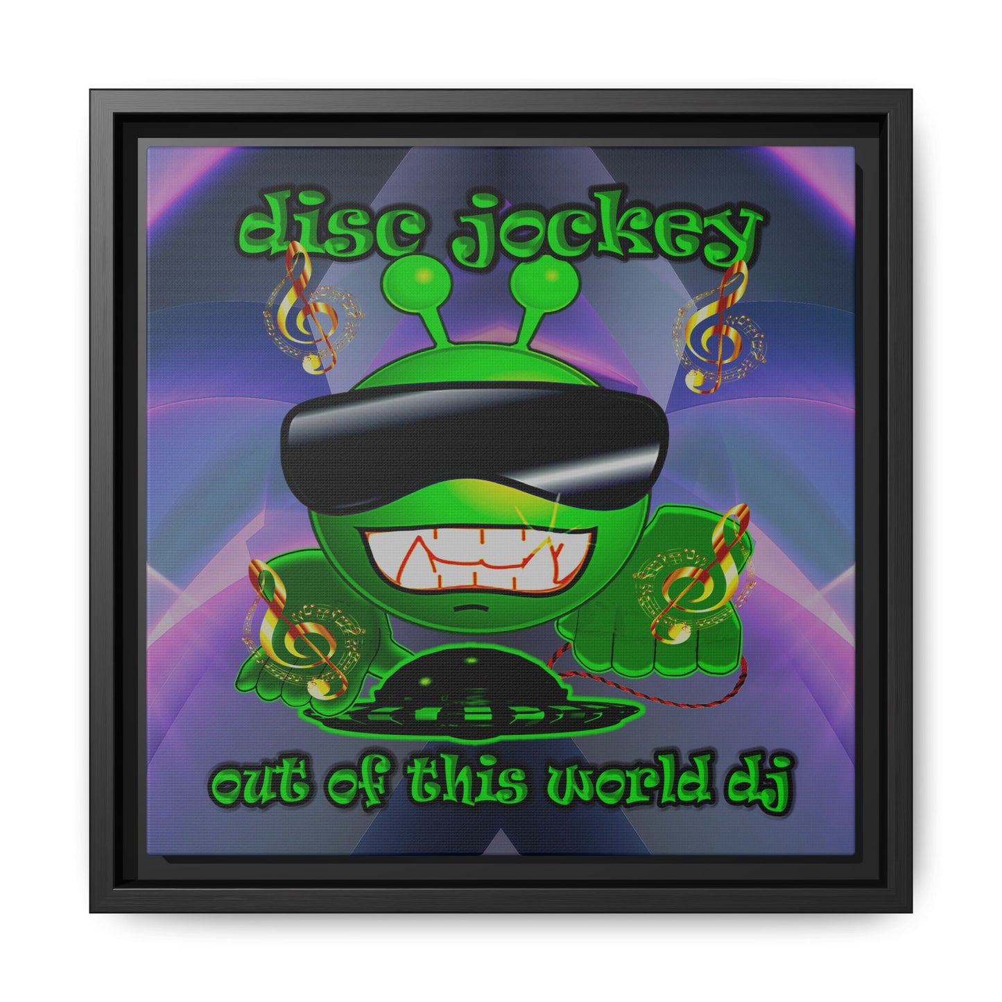 disc jockey - framed canvas art (grey-pink wave)