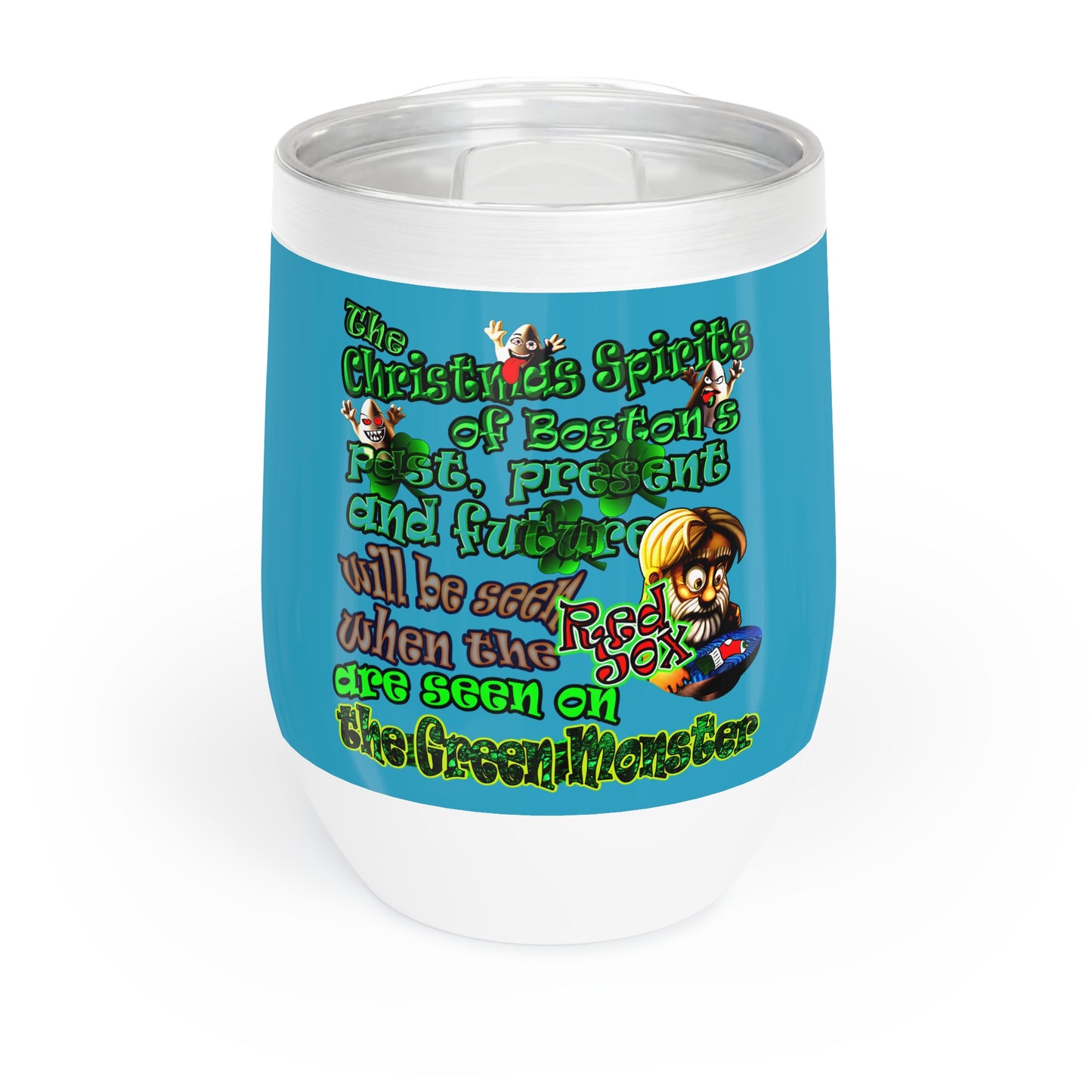 christmas spirits of boston - Chill Wine Tumbler (turquoise)