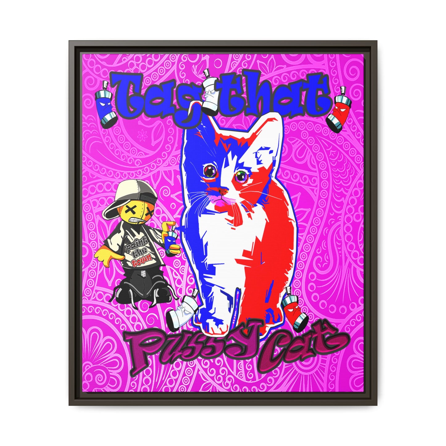 tag that - framed canvas art (pink swirl)