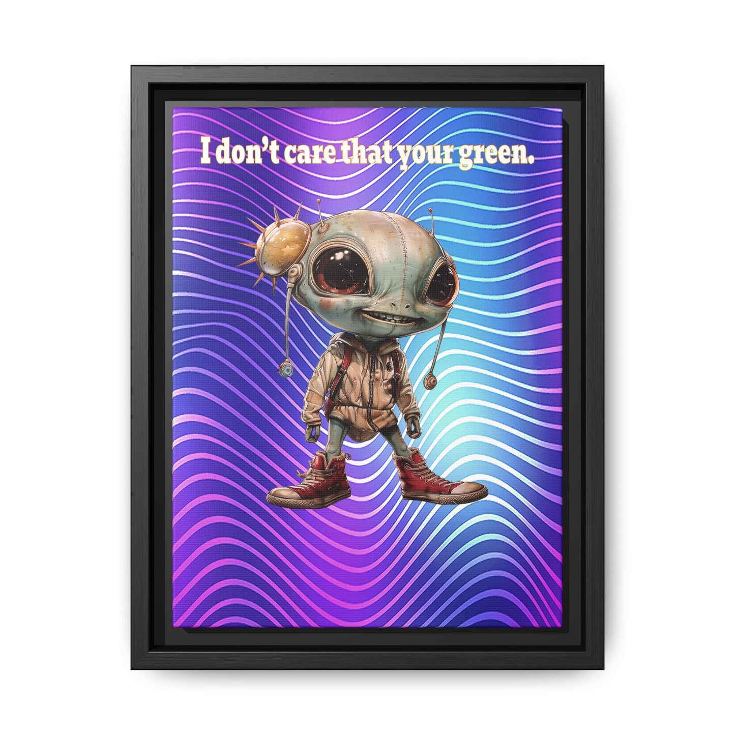 I don't care that your green - framed canvas art (purple wave)