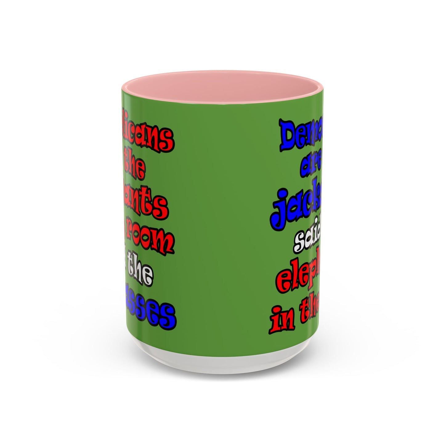 donkeys and elephants - Accent Mug (green)