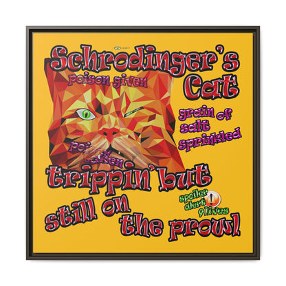schrodinger's cat - framed canvas art (yellow)