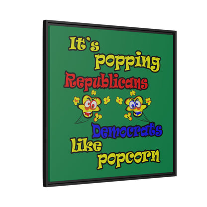 popping like popcorn - framed canvas art (dark green)