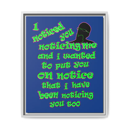 noticed you noticing - framed canvas art (dark blue)
