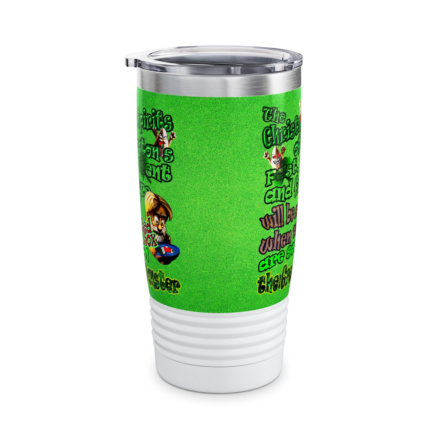 christmas spirits of boston - Ringneck Tumbler, 20oz (green turf)