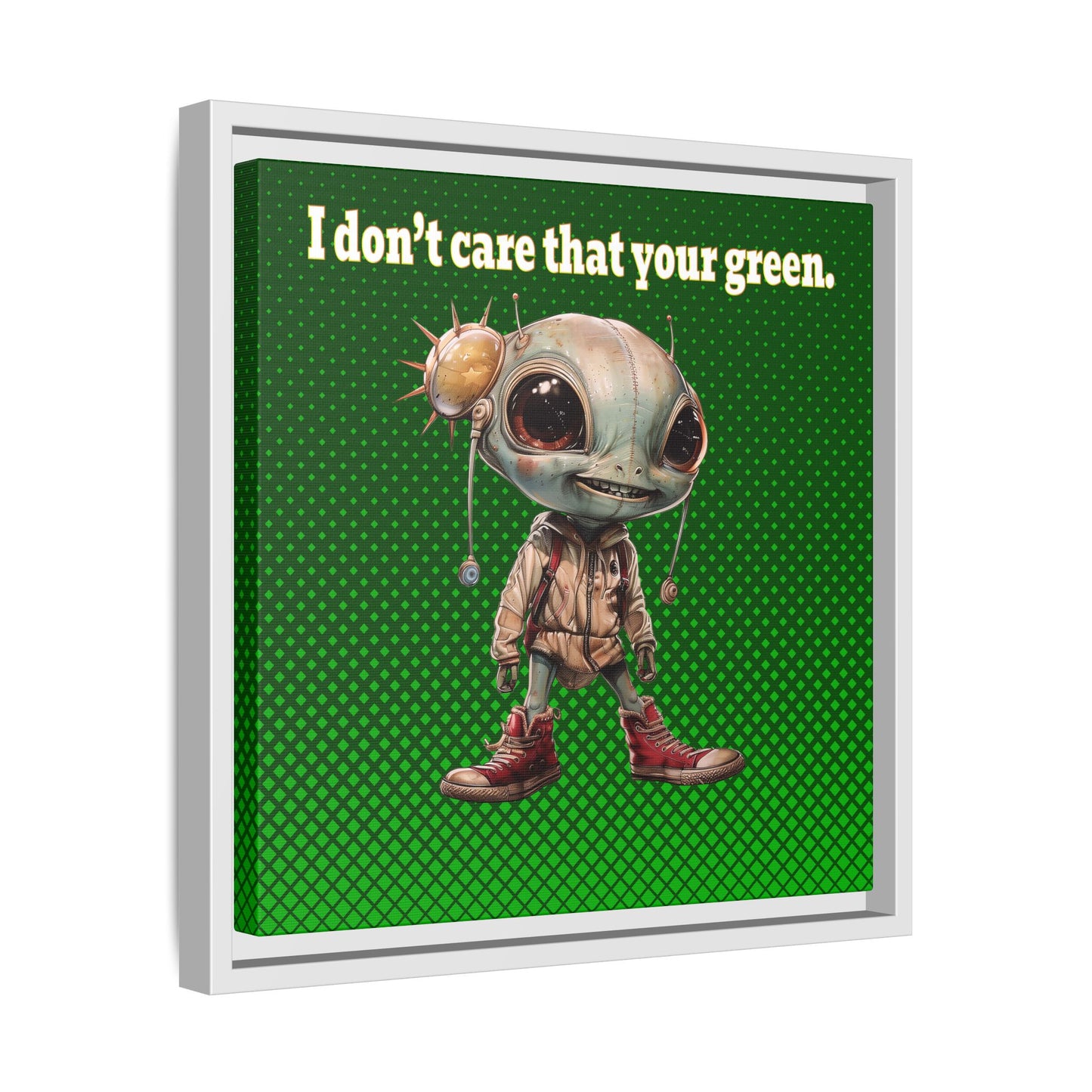 I don't care that your green - framed canvas art (logo green)