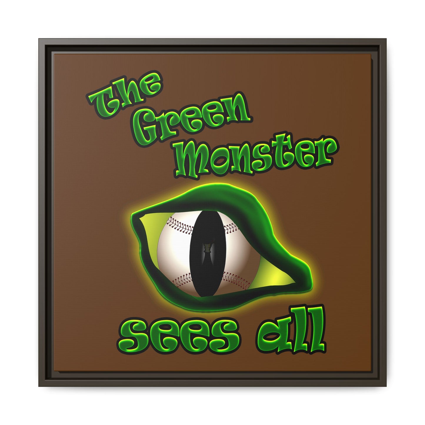 green monster - framed canvas art (brown)