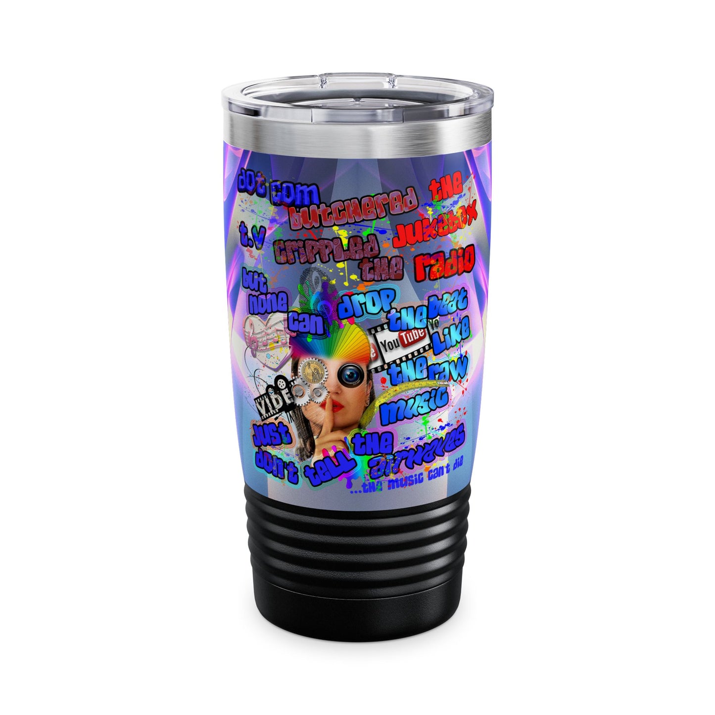 drop the beat - Ringneck Tumbler, 20oz  (grey-pink wave)