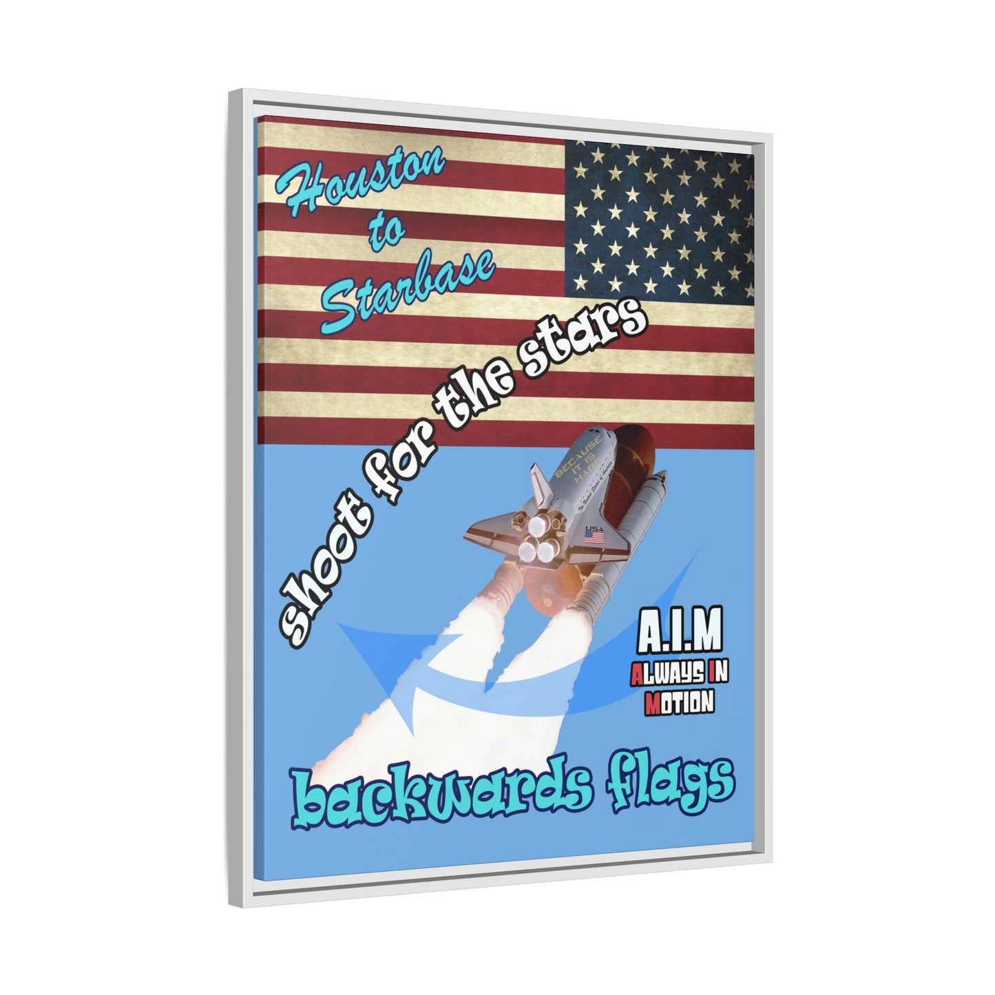 shoot for the stars - framed canvas art (light blue)