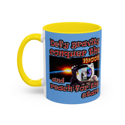 defy conquer reach - Accent Mug (light blue)