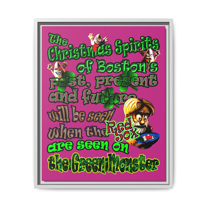 christmas spirits of boston - framed canvas art (pink)