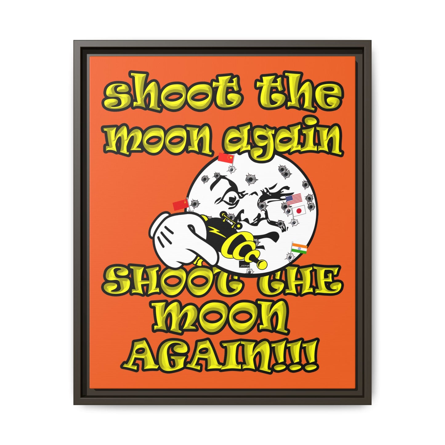 shoot the moon again - framed canvas art (orange)