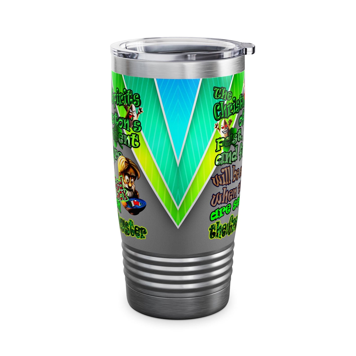 christmas spirits of boston - Ringneck Tumbler, 20oz (rainbow split)