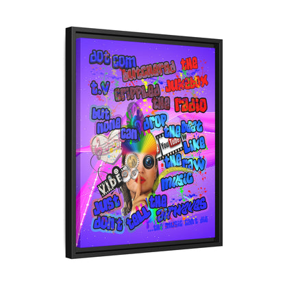 drop the beat - framed canvas art (purple-pink wave)