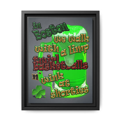 celtics logo - framed canvas art (grey-light grey)