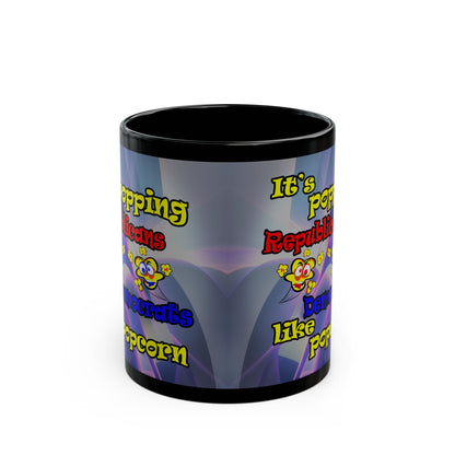popping like popcorn - Black Mug (grey-pink wave)
