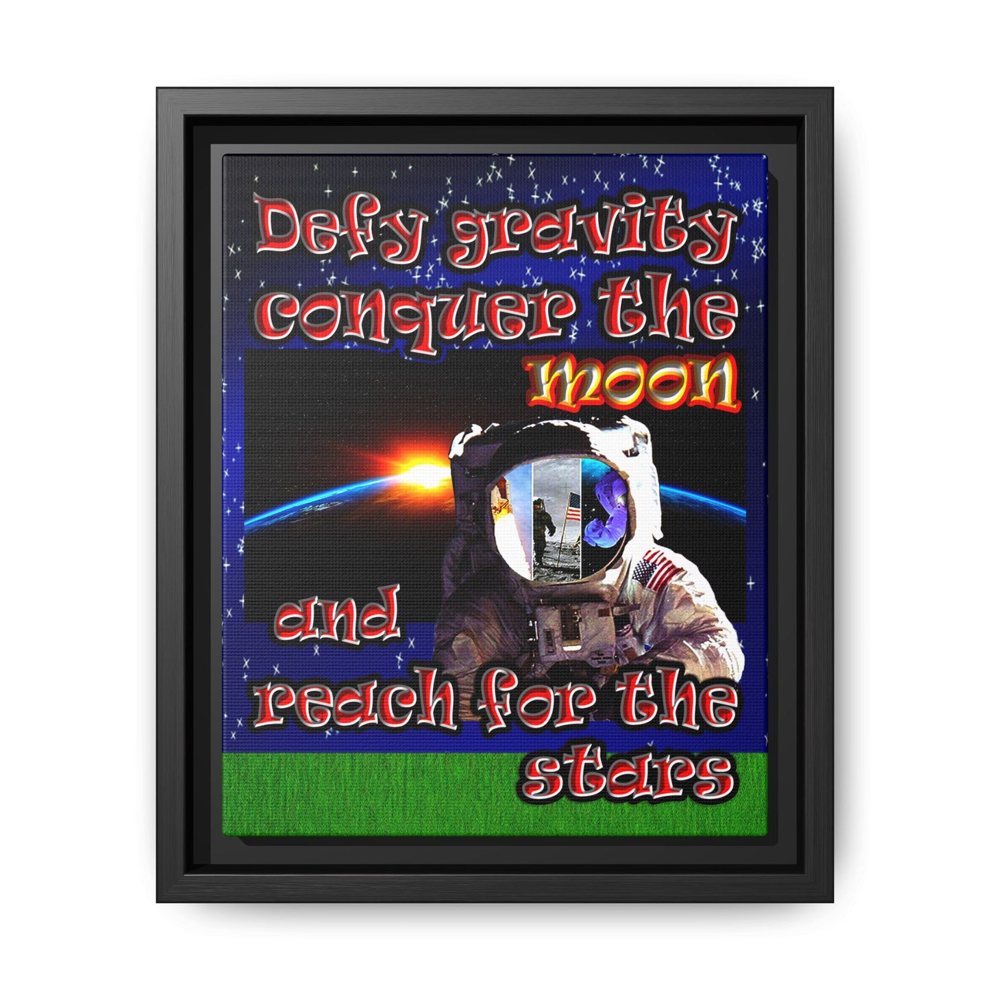 defy conquer reach - framed canvas art ('snoops' background)