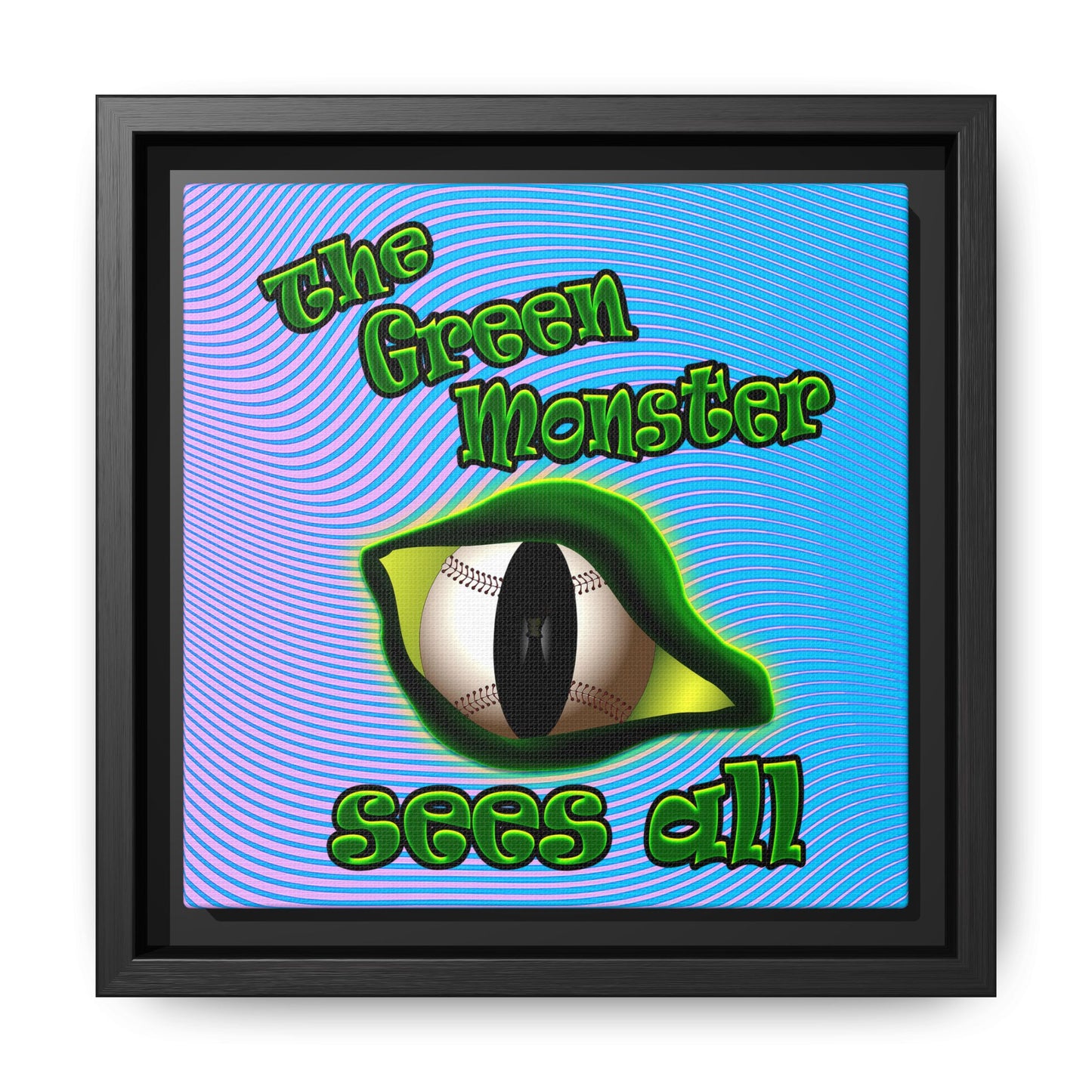 green monster - framed canvas art (light blue-purple wave)