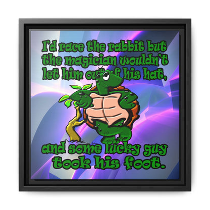 turtle race - framed canvas art (grey-pink wave)