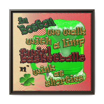 celtics logo - framed canvas art (yellow-orange wave)