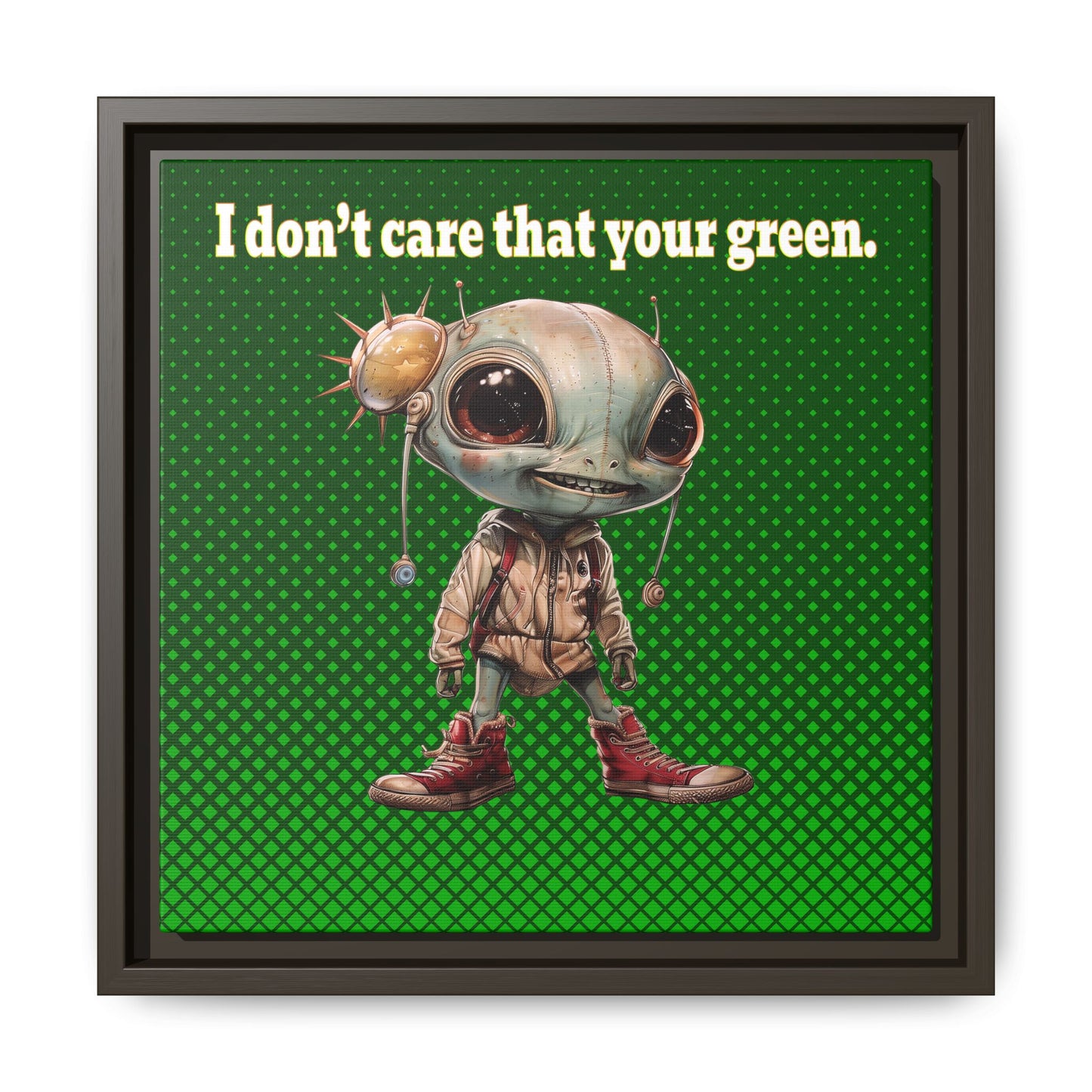 I don't care that your green - framed canvas art (logo green)