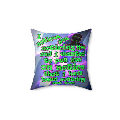 noticed you noticing - Spun Polyester Square Pillow - (grey-pink wave)
