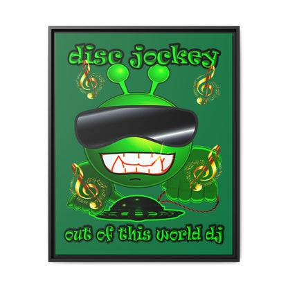 disc jockey - framed canvas art (dark green)
